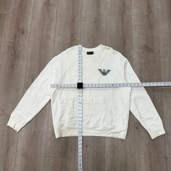 Emporio Armani Cream Gray Logo sweatshirt sweater crewneck size XL B13 - Picture 2 of 9